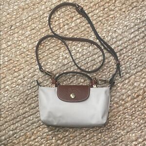 Longchamp Beige Crossbody with Brown Leather Trim